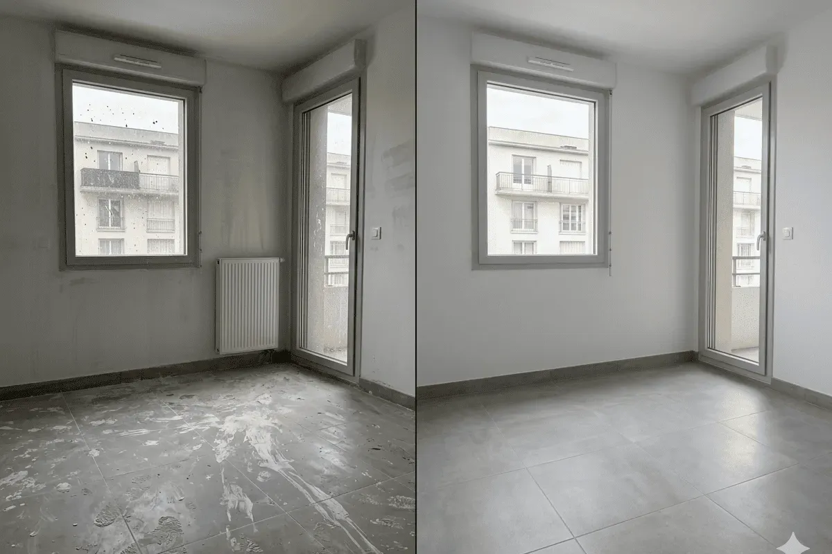 Nettoyage tache de ciment fin de chantier